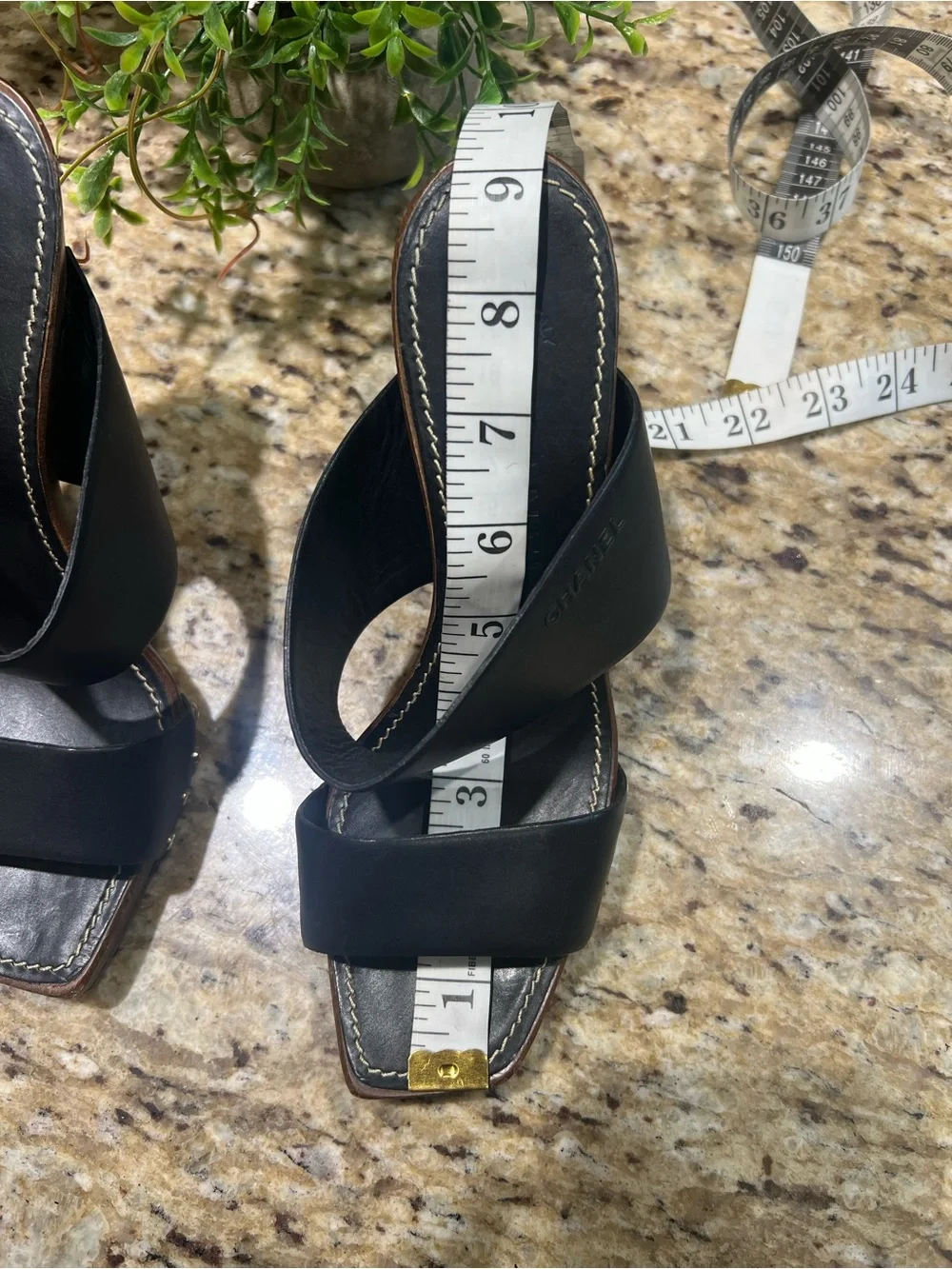 CHANEL Black Leather Studded Platform Mules 36.5